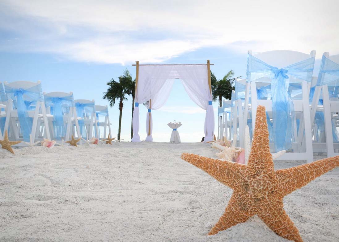 Ivory and white beach wedding theme