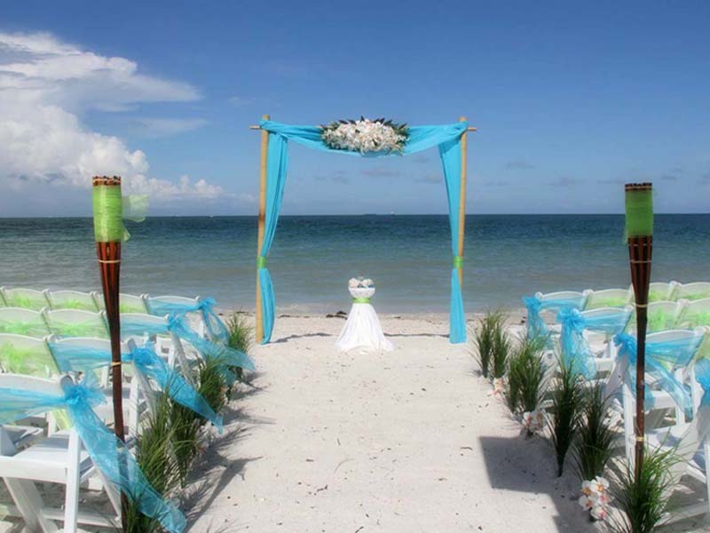Turquoise beach wedding theme