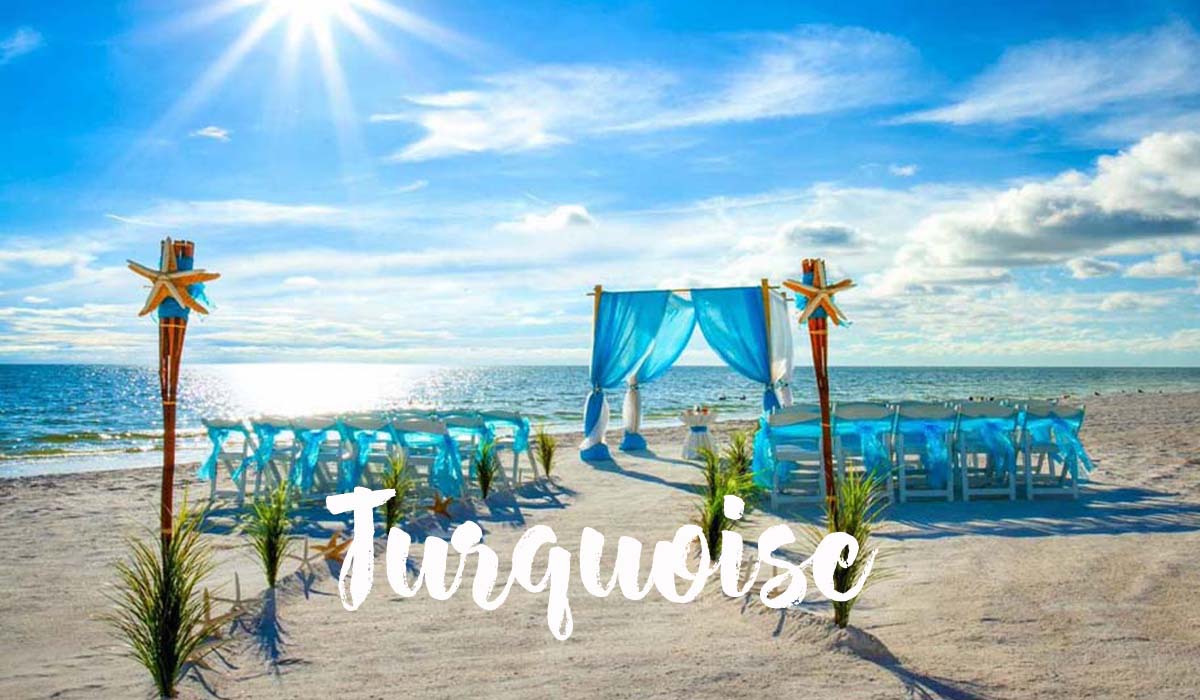 Turquoise beach wedding theme