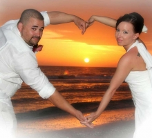 Florida beach wedding on a Gulf beach at sunset