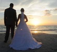 Florida beach wedding at sunset