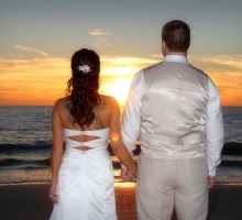 Florida beach wedding on a Gulf beach at sunset